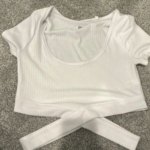 White cross over tee